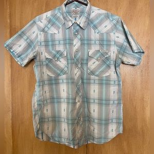 Lucky Brand Plaid Short Sleeve Snap Shirt